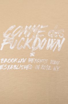 Мужская хлопковая футболка COMME DES FUCKDOWN бежевого цвета, арт. CFABM01522 | Фото 6 (Материал внешний: Хлопок; Рукава: Короткие; Длина (для топов): Стандартные; Принт: С принтом; Стили: Кэжуэл; Мужское Кросс-КТ: Футболка-одежда; Кросс-КТ: Джерси)