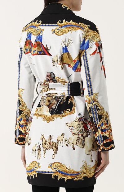 Двустороннее пальто из смеси хлопка и шелка с поясом и принтом VERSACE, арт. A79423/A225756, фото 4