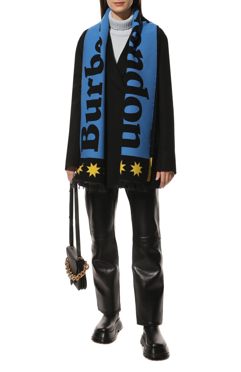 Шарф из шерсти и шелка BURBERRY голубого цвета по цене 39350 руб., арт. 8049661, фото 2 Шарф из шерсти и шелка BURBERRY, арт. 8049661, фото 2