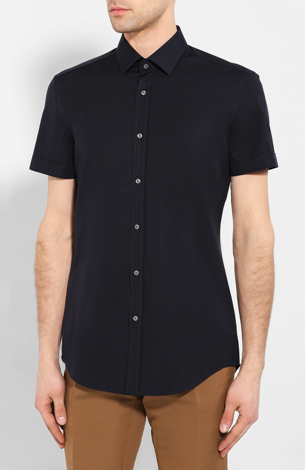 Хлопковая сорочка BOSS темно-синего цвета по цене 7300 руб., арт. 50427548, фото 3 Хлопковая сорочка BOSS, арт. 50427548, фото 3