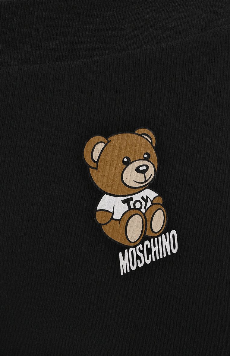 Детские хлопковые легинсы MOSCHINO черного цвета, арт. H3P047/LBA10/4 | Фото 3 (Материал внешний: Хлопок; Девочки Кросс-КТ: Леггинсы-одежда; Нос: Не проставлено; Ростовка одежда: 4 года | 104 см)