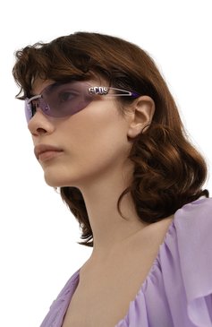 Женские солнцезащитные очки GCDS сиреневого цвета, арт. GD0032 80Y | Фото 2 (Региональные ограничения белый список (Axapta Mercury): Не проставлено; Нос: Не проставлено; Тип очков: С/з; Материал: Металл; Оптика Гендер: оптика-женское; Очки форма: Овальные, Безоправные)