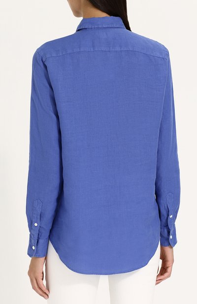 Однотонная льняная блуза свободного кроя POLO RALPH LAUREN, арт. 211697460, фото 4