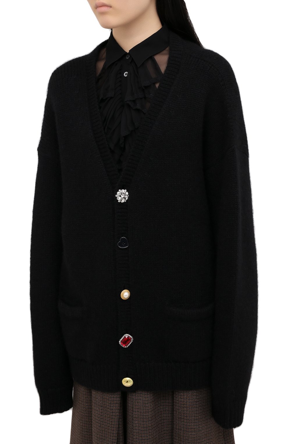 Шерстяной кардиган VETEMENTS черного цвета по цене 99850 руб., арт. WE51KN500B 1399/BLACK, фото 3 Шерстяной кардиган VETEMENTS, арт. WE51KN500B 1399/BLACK, фото 3