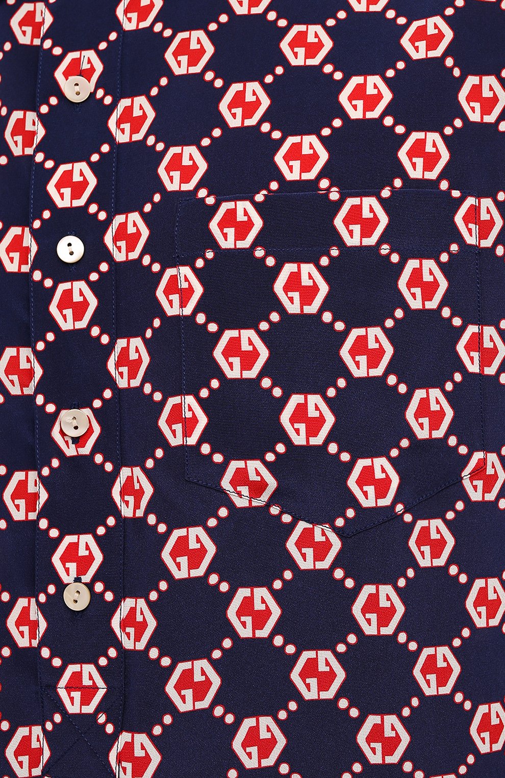 Шелковая рубашка GUCCI темно-синего цвета по цене 122400 руб., арт. 654887/ZAF9W, фото 5 Шелковая рубашка GUCCI, арт. 654887/ZAF9W, фото 5