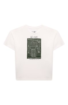 Детская хлопковая футболка MM6 белого цвета, арт. M60664/MM009 | Фото 1 (Материал внешний: Хлопок; Драгоценные камни: Проставлено; Материал сплава: Проставлено; Рукава: Короткие; Девочки Кросс-КТ: футболка-одежда; Ростовка одежда: 6 лет | 116 см, 16 лет | 164 см, 10 - 11 лет | 140 - 146см, 13 - 15 лет | 158 см, 8 лет | 128 см)