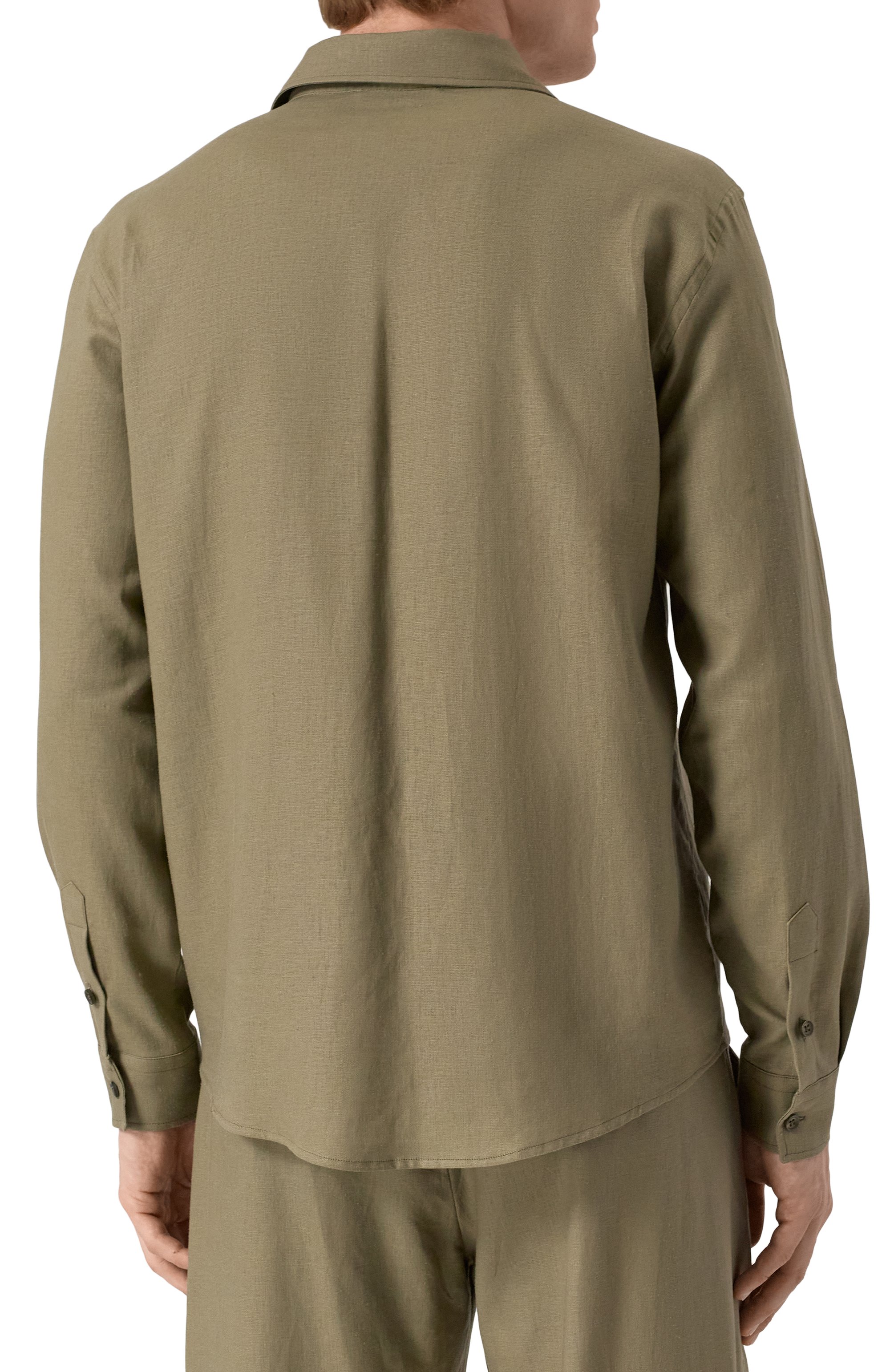 Рубашка изо льна и вискозы HINNOMINATE хаки цвета по цене 17550 руб., арт. HMABM01347, фото 4 Рубашка изо льна и вискозы HINNOMINATE, арт. HMABM01347, фото 4