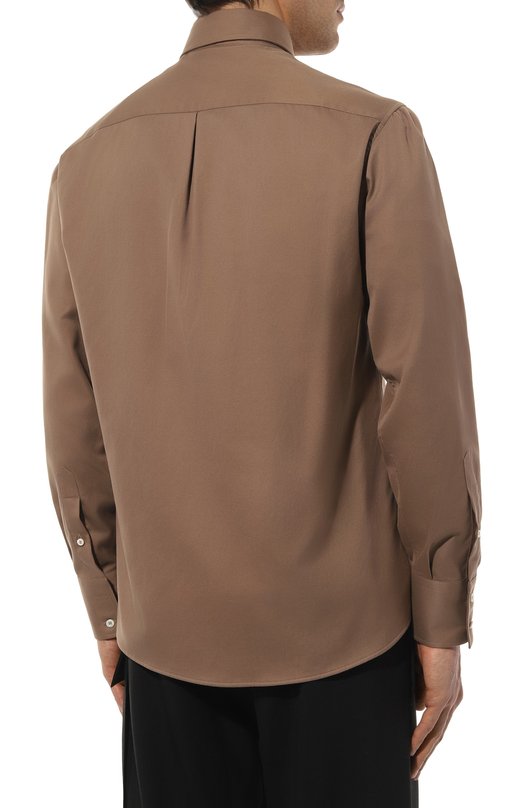 Хлопковая рубашка Brunello Cucinelli MW6040028 Коричневый  MW6040028 Фото 4