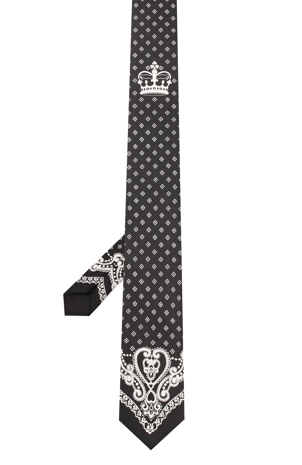 Шелковый галстук DOLCE & GABBANA черно-белого цвета по цене 23450 руб., арт. GT149E/G0TDJ, фото 2 Шелковый галстук DOLCE & GABBANA, арт. GT149E/G0TDJ, фото 2