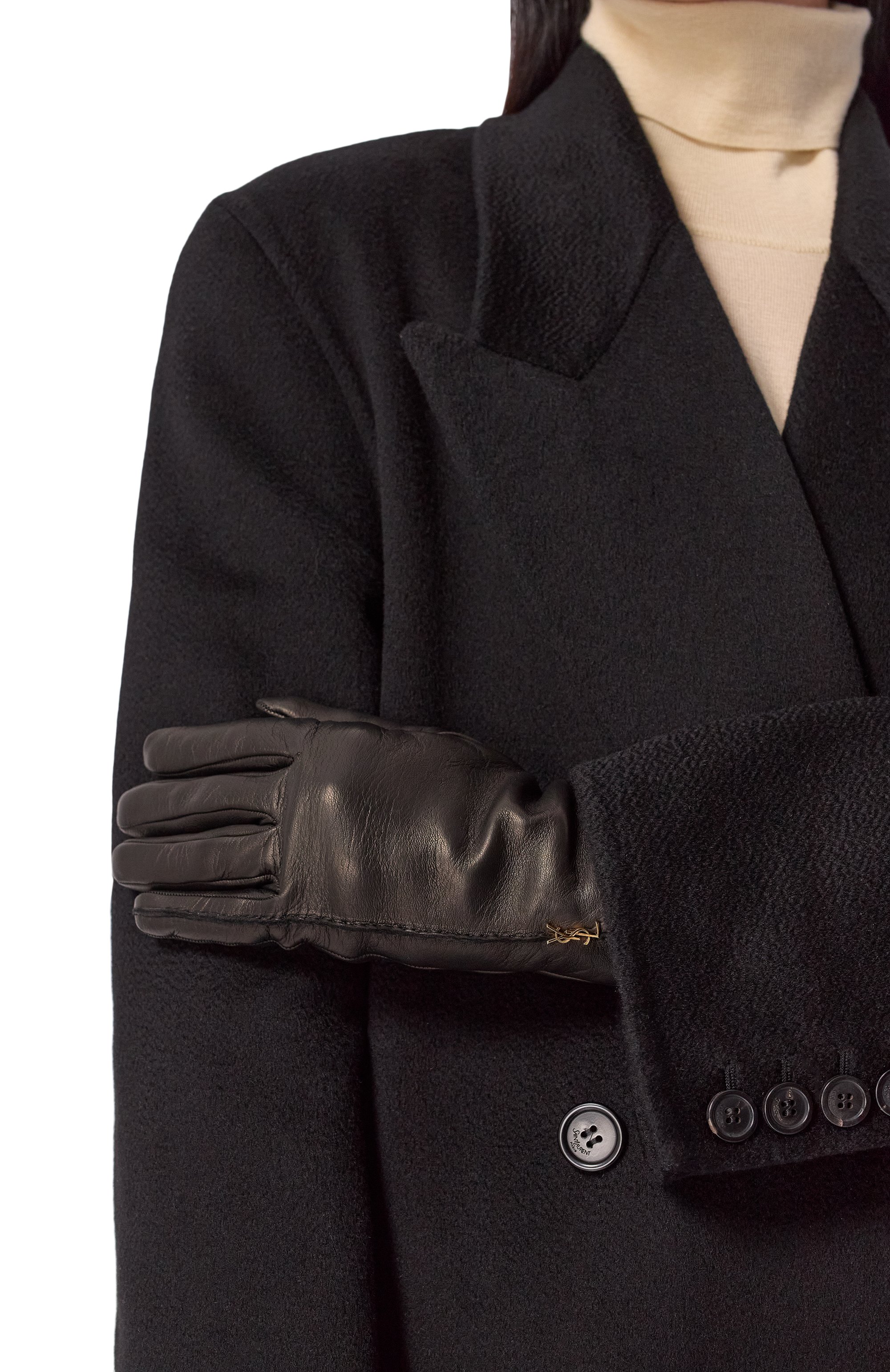 Кожаные перчатки SAINT LAURENT, арт. 802648/3YQ52, фото 2