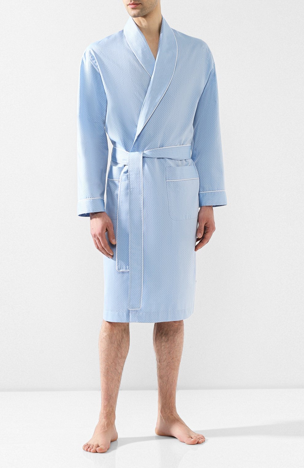 Хлопковый халат ZIMMERLI голубого цвета по цене 35050 руб., арт. 4734-75140, фото 2 Хлопковый халат ZIMMERLI, арт. 4734-75140, фото 2