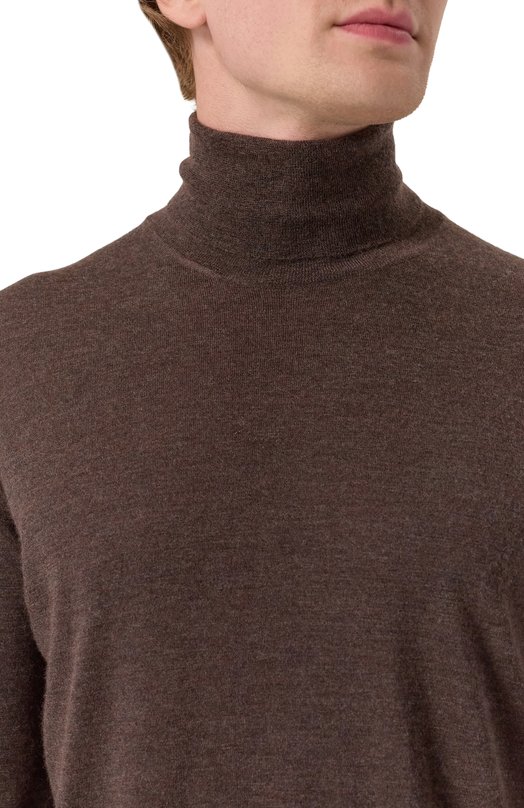 Водолазка из кашемира и шелка Brunello Cucinelli M2300103 Коричневый  M2300103 Фото 5