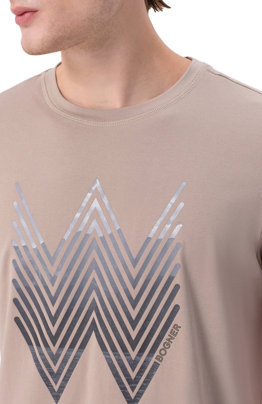 Хлопковая футболка Bogner 58466604 Бежевый  58466604 Фото 5