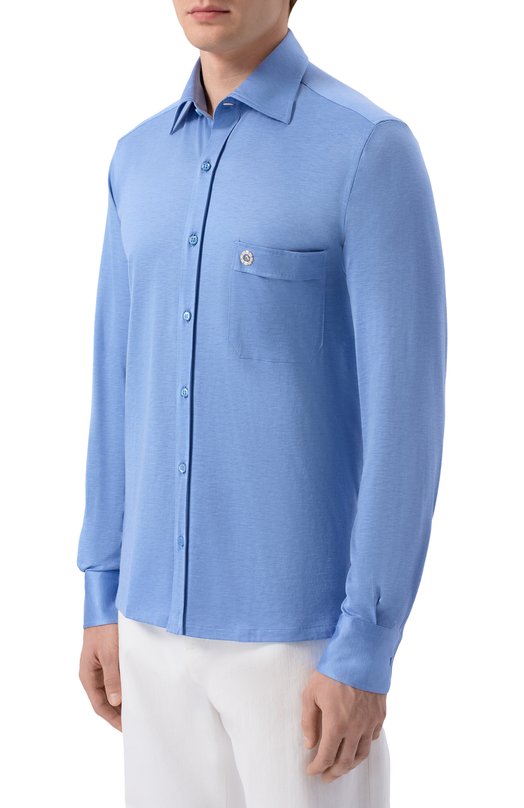 Рубашка из шелка и хлопка Stefano Ricci CJ007302/TE3100 Голубой  CJ007302/TE3100 Фото 3