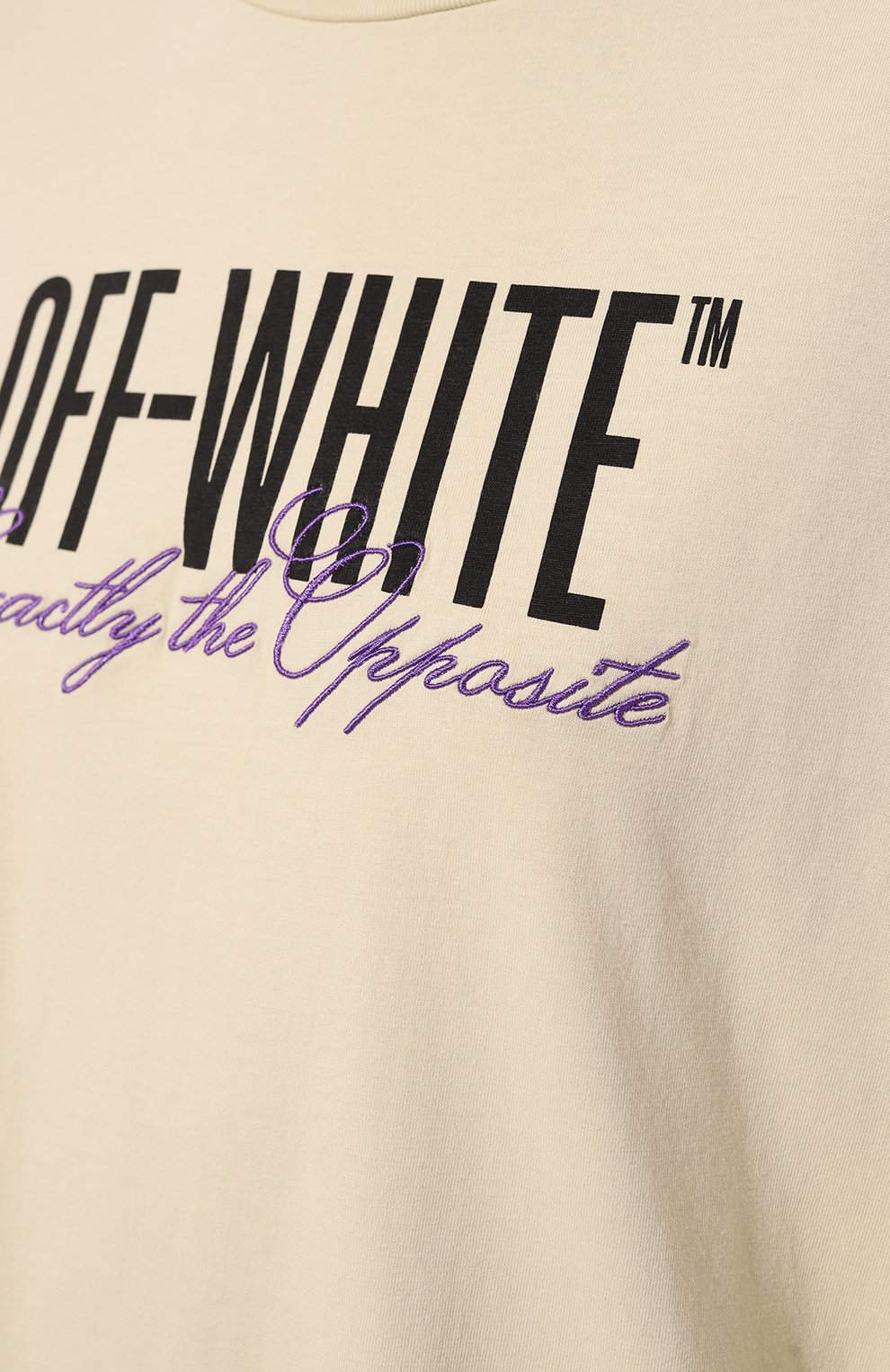 Хлопковая футболка OFF-WHITE кремового цвета по цене 47250 руб., арт. OWAA113S23JER0026110, фото 5 Хлопковая футболка OFF-WHITE, арт. OWAA113S23JER0026110, фото 5