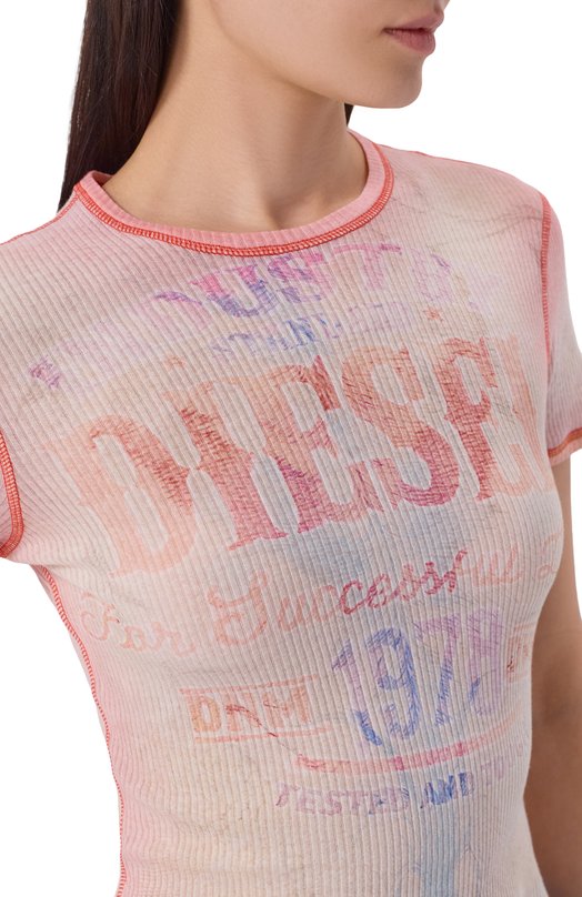 Хлопковая футболка Diesel A23519/0HGCN Розовый  A23519/0HGCN Фото 5
