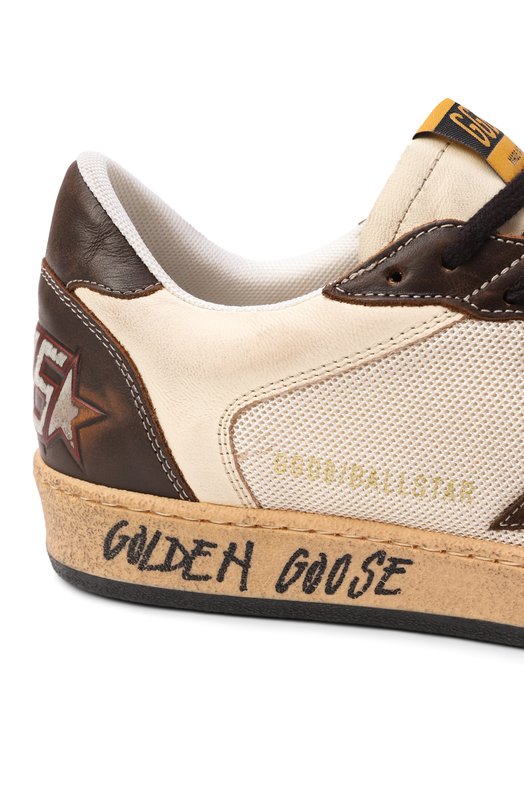 Комбинированные кеды Ball Star Golden Goose Deluxe Brand GMF00327.F006560 Коричневый  GMF00327.F006560 Фото 7