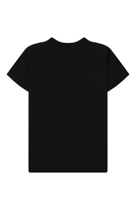 Детская хлопковая футболка MOSCHINO черного цвета, арт. HXM04K/LAA24/4-8 | Фото 2 (Рукава: Короткие; Материал сплава: Проставлено; Материал внешний: Хлопок; Драгоценные камни: Проставлено)