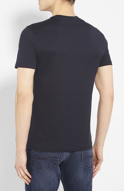 Хлопковая футболка EMPORIO ARMANI темно-синего цвета по цене 15900 руб., арт. 3H1T62/1J30Z, фото 4 Хлопковая футболка EMPORIO ARMANI, арт. 3H1T62/1J30Z, фото 4