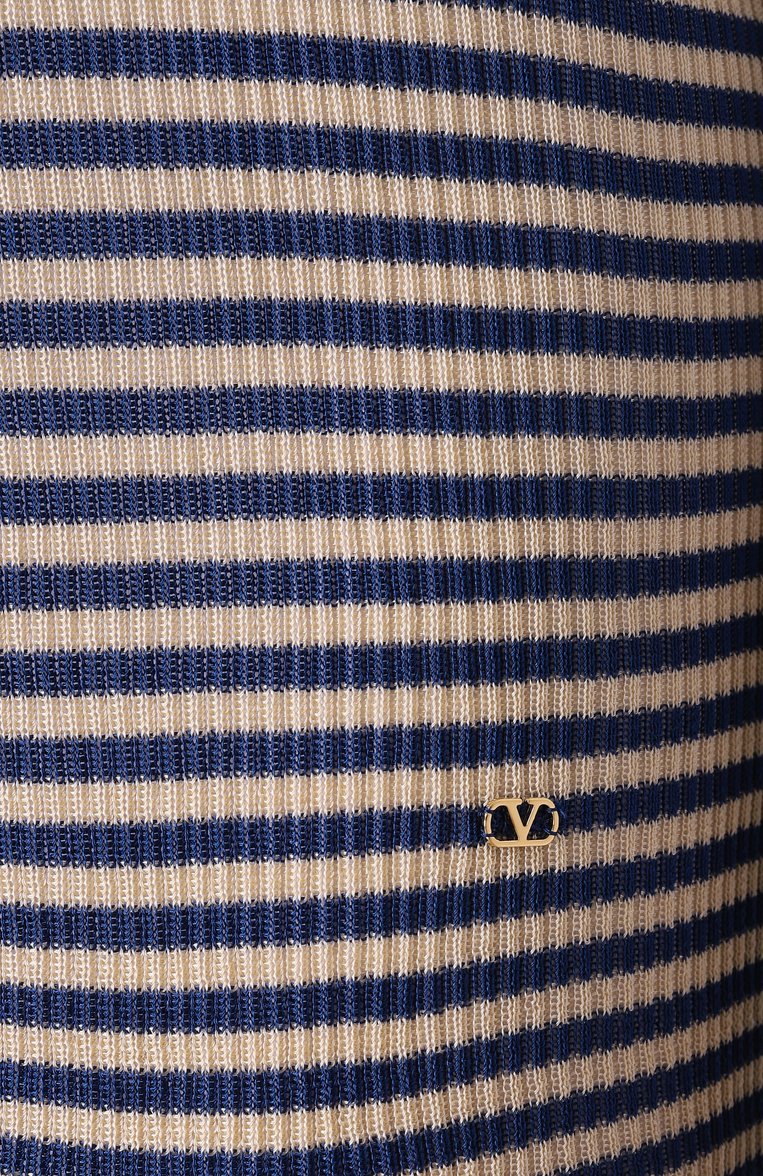 Женский шелковый пуловер VALENTINO синего цвета, арт. 6B3KC62S946 | Фото 6 (Материал внешний: Шелк; Длина (для топов): Стандартные; Рукава: Длинные; Женское Кросс-КТ: Пуловер-одежда; Стили: Кэжуэл)