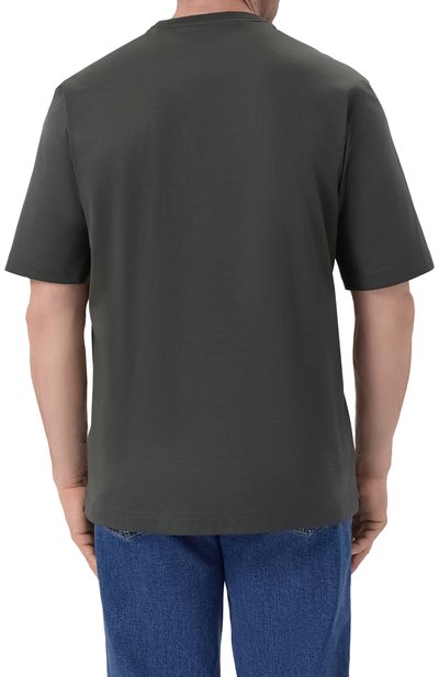 Хлопковая футболка ZILLI темно-зеленого цвета по цене 120000 руб., арт. TSR030M0100VZMRB0, фото 4 Хлопковая футболка ZILLI, арт. TSR030M0100VZMRB0, фото 4