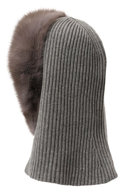 Шерстяной капор с мехом соболя VICTORIA KUSENKOVA серого цвета по цене 322080 руб., арт. 199103481540, фото 3 Шерстяной капор с мехом соболя VICTORIA KUSENKOVA, арт. 199103481540, фото 3