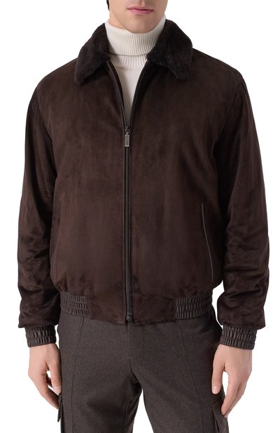 Замшевый бомбер с воротником из овчины ZILLI, арт. AHIKH3M1008VFRI00, фото 3