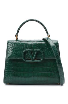 Женская сумка vsling из кожи аллигатора VALENTINO зеленого цвета, арт. TW2B0F53/XDE/AMIS | Фото 6 (Сумки-технические: Сумки через плечо, Сумки top-handle; Материал: Экзотическая кожа; Материал сплава: Проставлено; Ремень/цепочка: На ремешке; Драгоценные камни: Проставлено; Размер: small)