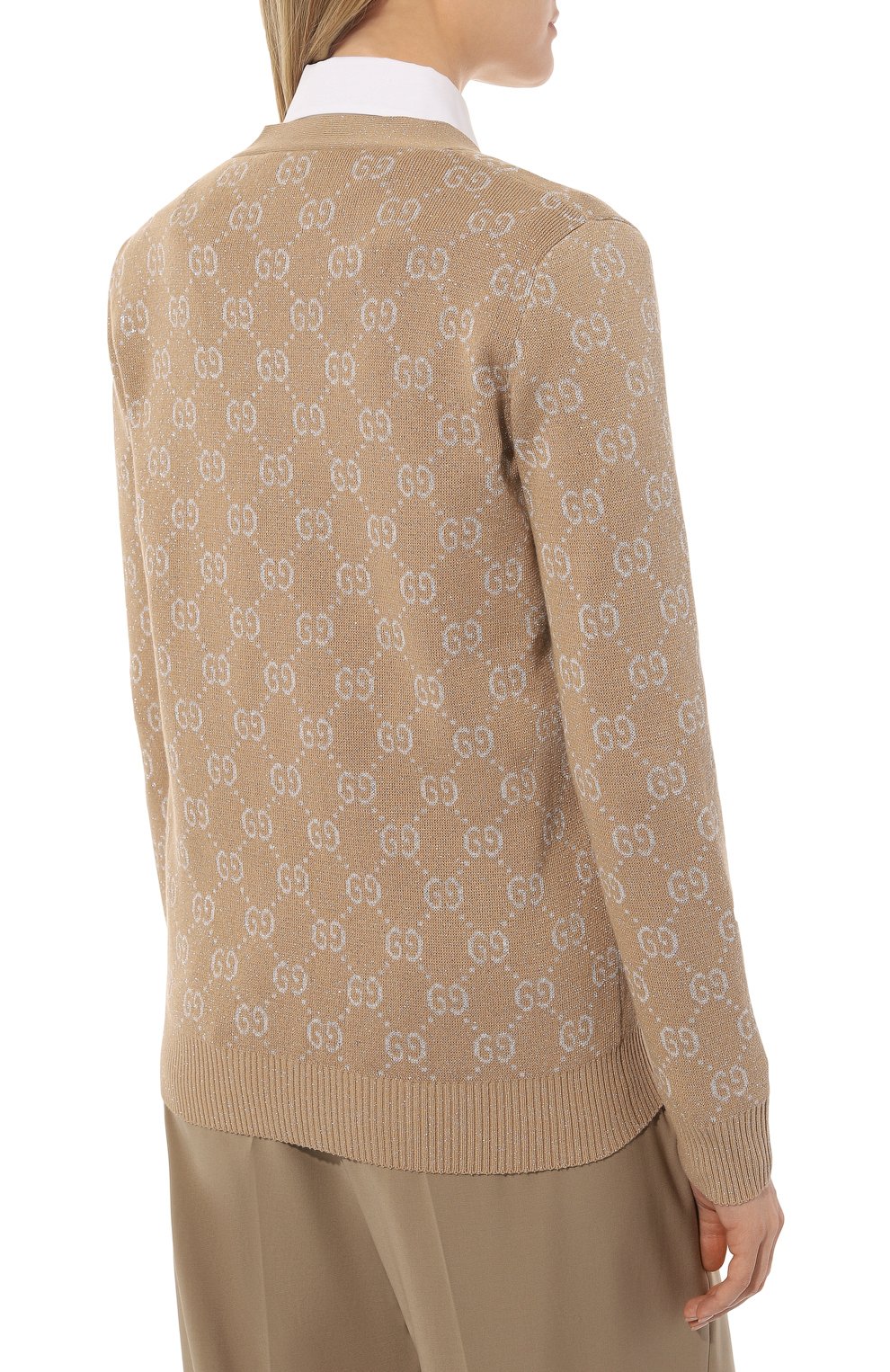 Хлопковый кардиган GUCCI бежевого цвета по цене 172800 руб., арт. 678434 XKB54, фото 4 Хлопковый кардиган GUCCI, арт. 678434 XKB54, фото 4