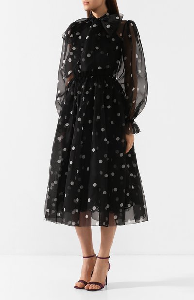 Шелковое платье DOLCE & GABBANA черно-белого цвета по цене 299500 руб., арт. F6C0IT/HS15W, фото 3 Шелковое платье DOLCE & GABBANA, арт. F6C0IT/HS15W, фото 3