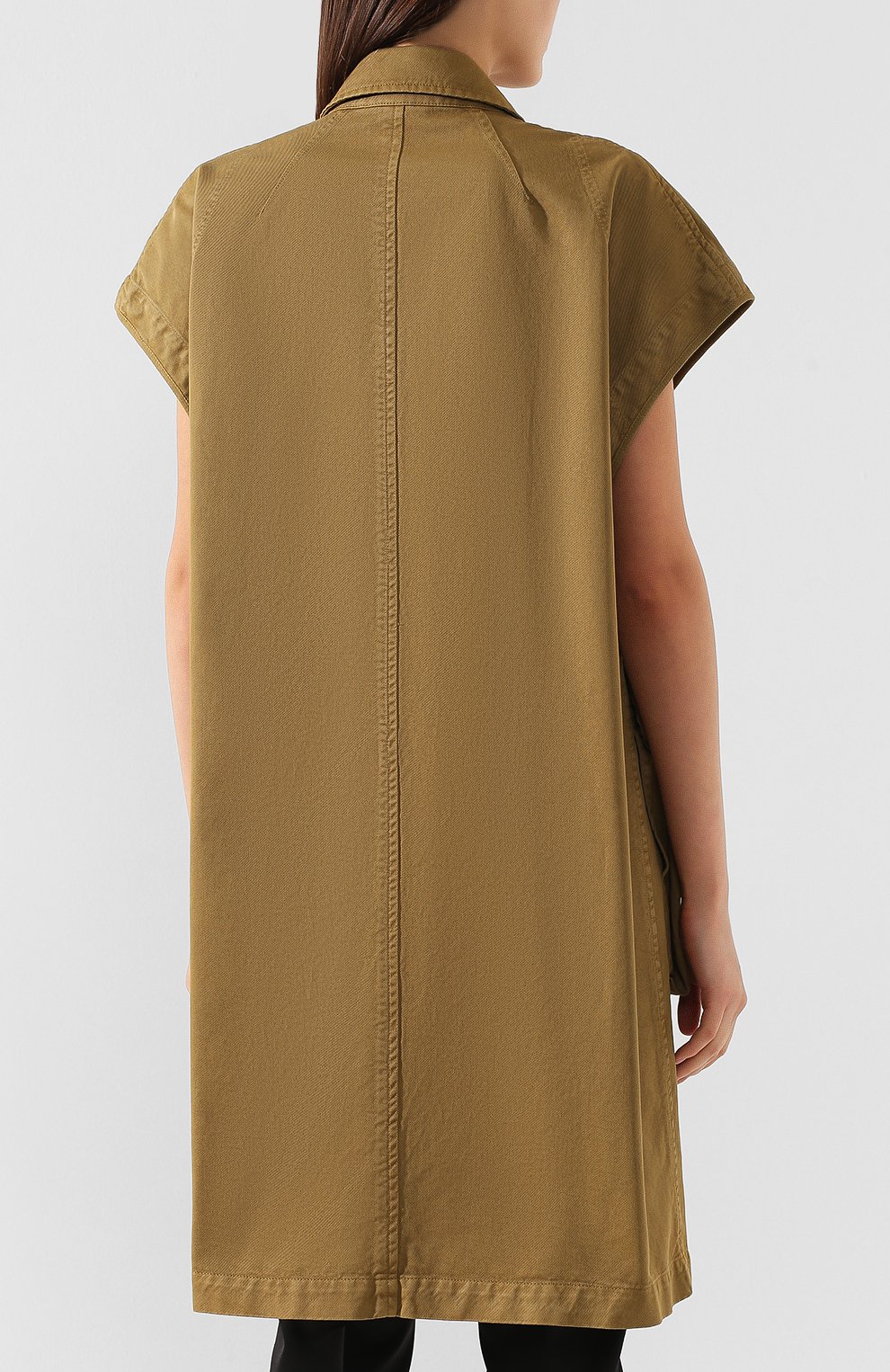 Хлопковое пальто DRIES VAN NOTEN хаки цвета по цене 57600 руб., арт. 191-10227-7292, фото 4 Хлопковое пальто DRIES VAN NOTEN, арт. 191-10227-7292, фото 4