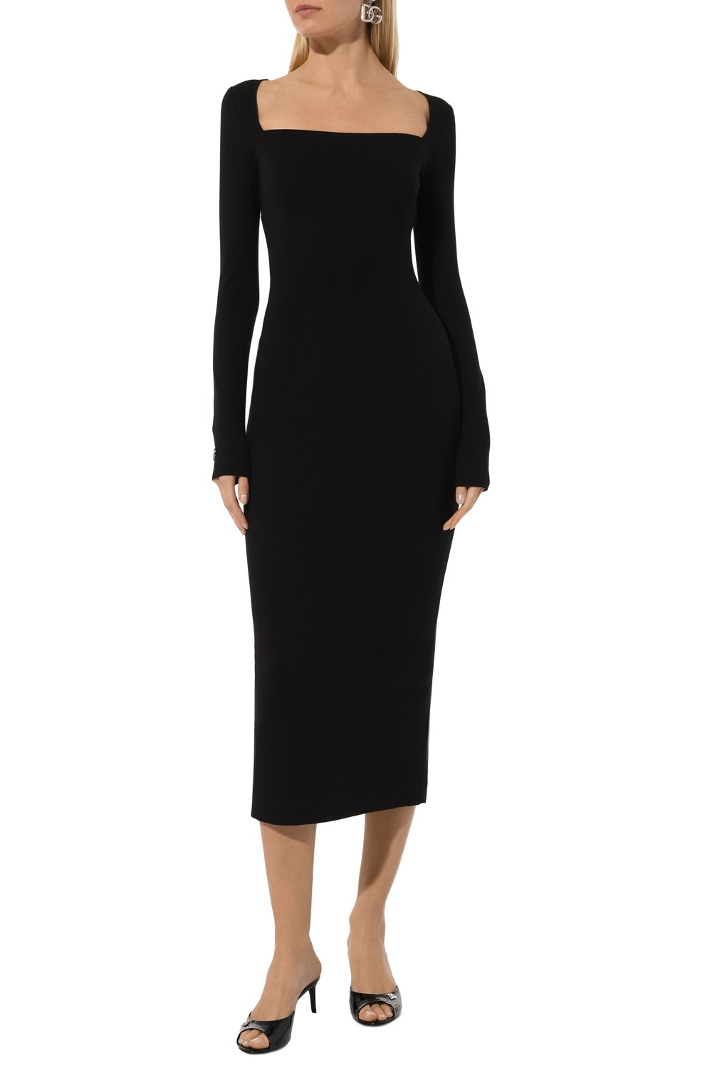 Платье из вискозы DOLCE & GABBANA черного цвета по цене 190000 руб., арт. F6CNYT/FUGRE, фото 3 Платье из вискозы DOLCE & GABBANA, арт. F6CNYT/FUGRE, фото 3