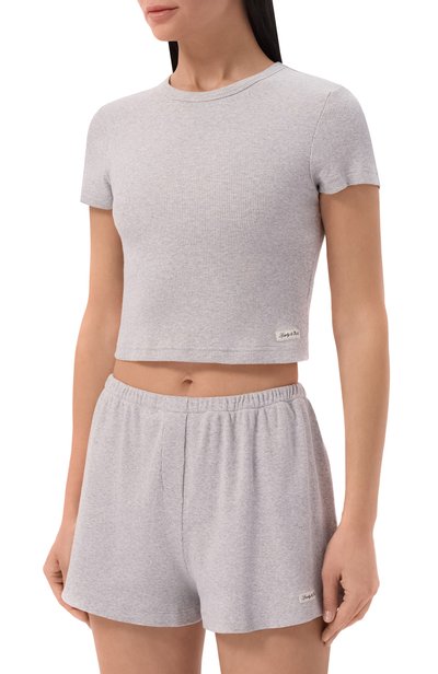 Хлопковая футболка SPORTY AND RICH серого цвета по цене 13600 руб., арт. T011374326GY03, фото 3 Хлопковая футболка SPORTY AND RICH, арт. T011374326GY03, фото 3