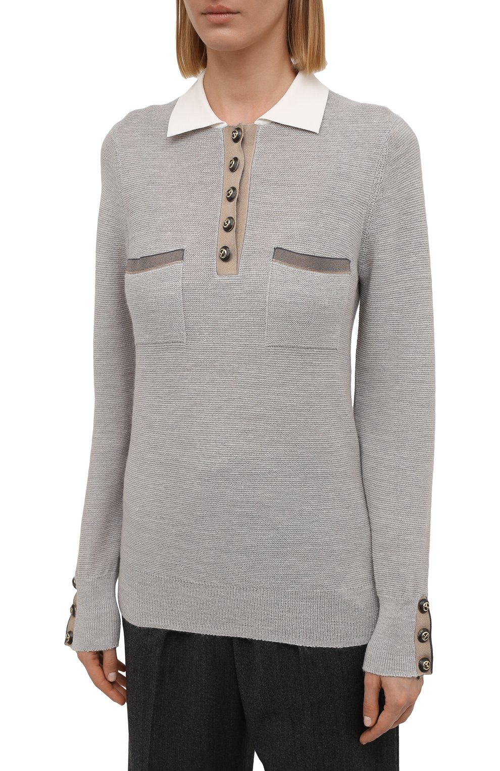 Поло из шерсти и льна GIORGIO ARMANI, арт. 6KAF01/AM57Z, фото 3