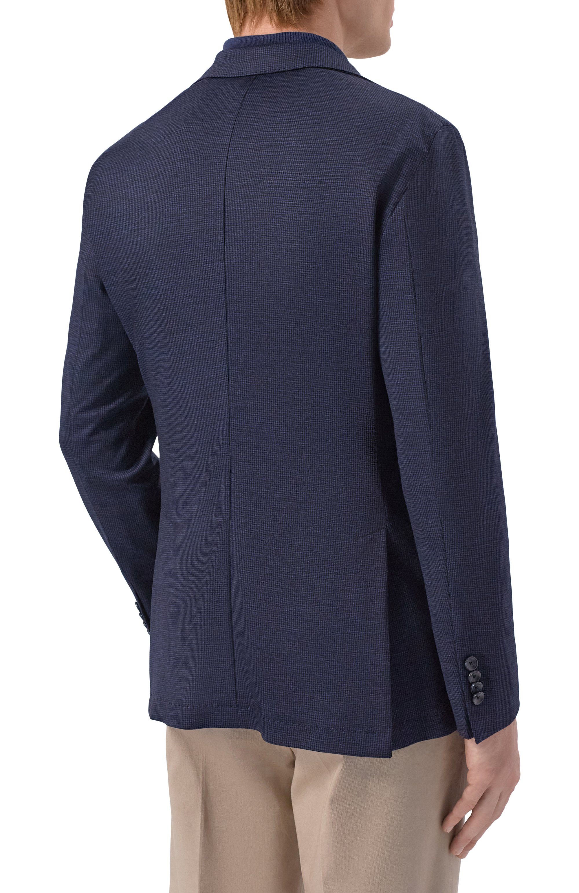 Однобортный пиджак SARTORIA LATORRE темно-синего цвета по цене 95400 руб., арт. JD74/JJ204, фото 5 Однобортный пиджак SARTORIA LATORRE, арт. JD74/JJ204, фото 5