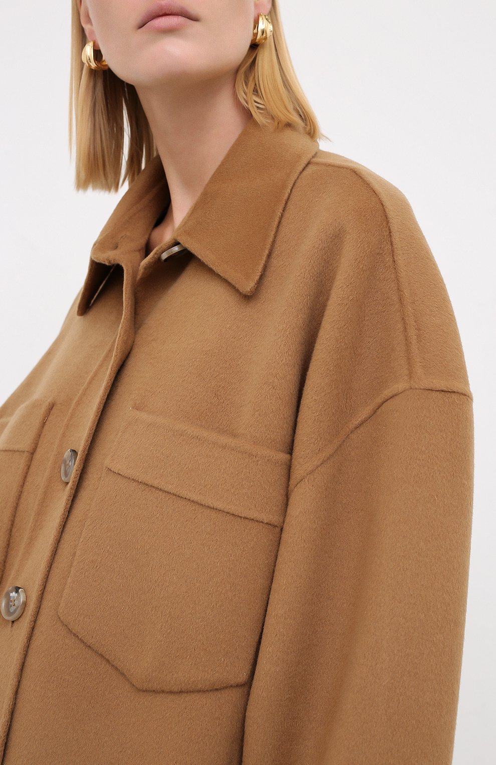 Куртка из шерсти и шелка NANUSHKA, арт. MARTIN_LIGHT BR0WN_D0UBLE SILK W00L BLEND, фото 3