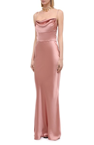 Шелковое платье DOLCE & GABBANA светло-розового цвета по цене 370500 руб., арт. F6J8VT/FU1NU, фото 3 Шелковое платье DOLCE & GABBANA, арт. F6J8VT/FU1NU, фото 3