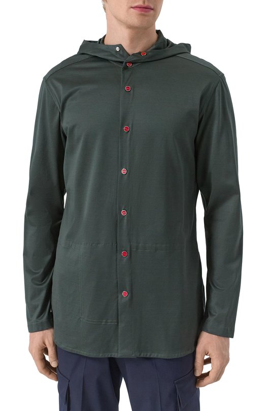Хлопковая рубашка Kiton UMCPETEH0923414_ Зелёный  UMCPETEH0923414_ Фото 3