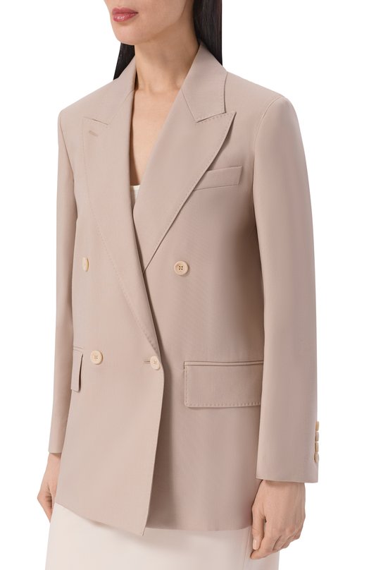 Жакет из шерсти и шелка Max Mara MXMMITIC0 Бежевый  MXMMITIC0 Фото 3