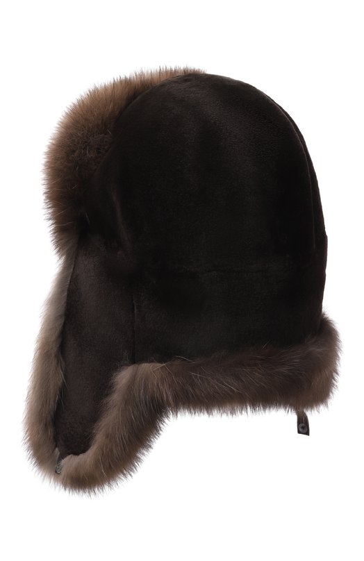 Меховая шапка-ушанка из норки и соболя VICTORIA KUSENKOVA 330213504158 Коричневый  330213504158 Фото 2