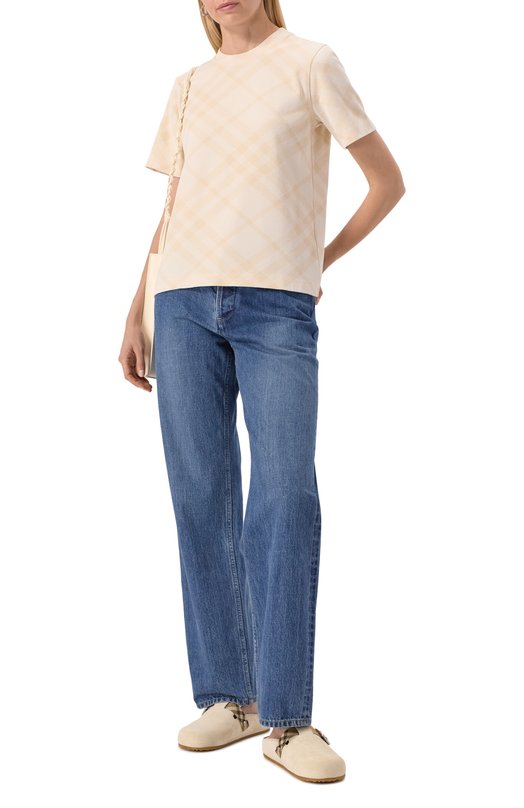 Хлопковая футболка Burberry 8106674 Кремовый  8106674 Фото 2
