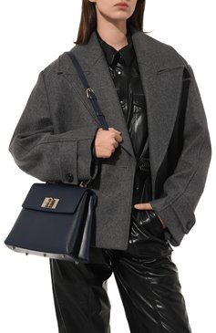 Женская сумка furla 1927 FURLA темно-синего цвета, арт. BAKPACO/ARE000 | Фото 2 (Ремень/цепочка: На ремешке; Материал: Натуральная кожа; Размер: small; Сумки-технические: Сумки top-handle)