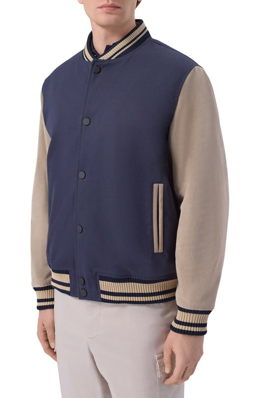 Хлопковый бомбер Kiton UGK151K0732H Синий  UGK151K0732H Фото 3