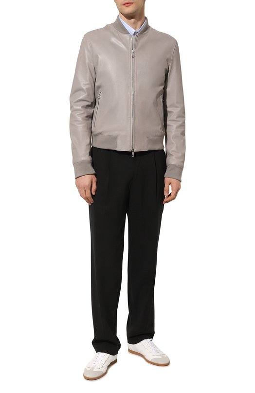 Кожаный бомбер DESA Серый, фото 2