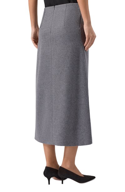 Юбка из шерсти и кашемира BOSS серого цвета по цене 54350 руб., арт. 50550793, фото 4 Юбка из шерсти и кашемира BOSS, арт. 50550793, фото 4