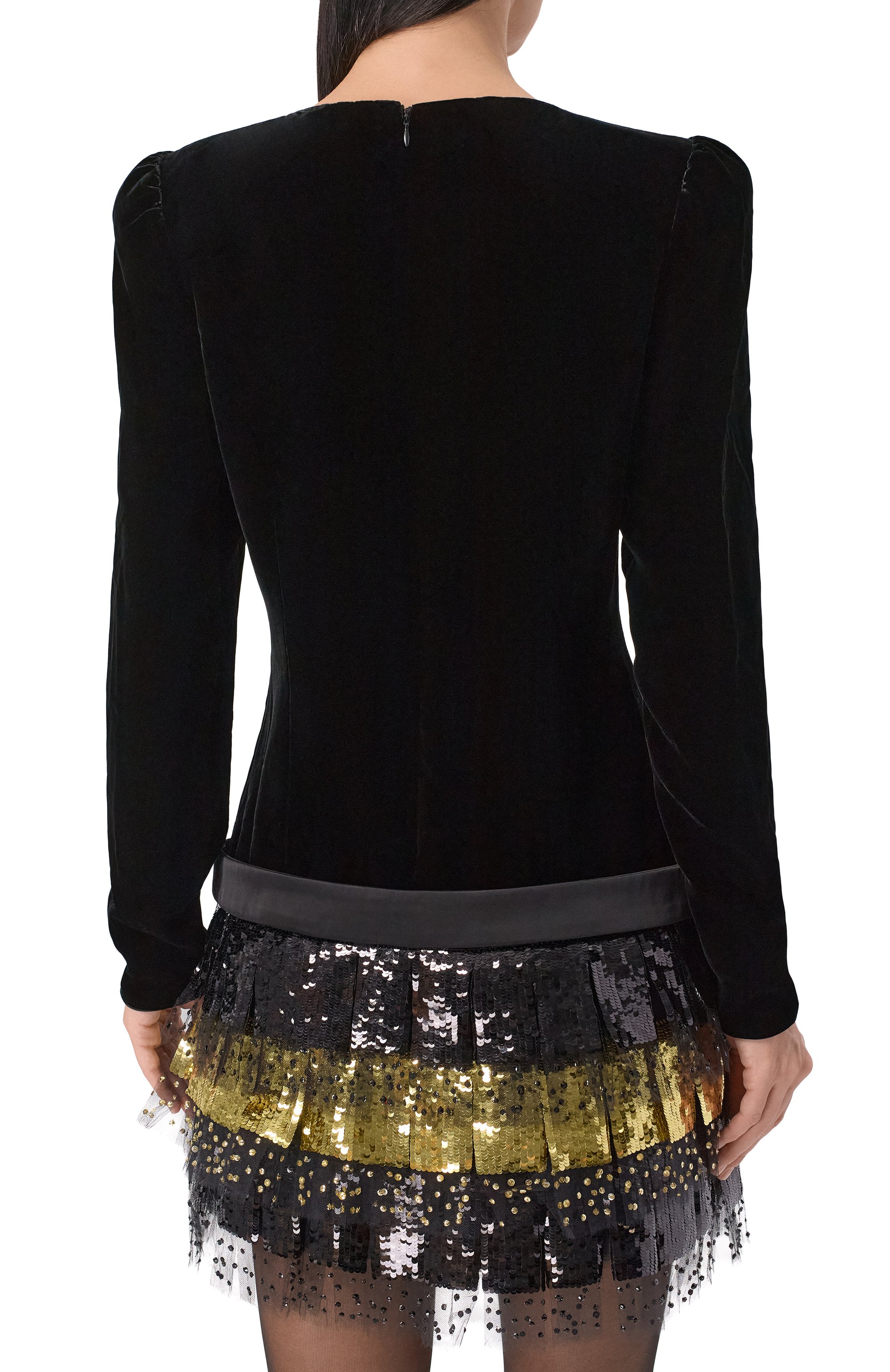 Платье с отделкой пайетками VALENTINO черного цвета по цене 1130000 руб., арт. 7B0VAGD1/9Q9, фото 3 Платье с отделкой пайетками VALENTINO, арт. 7B0VAGD1/9Q9, фото 3