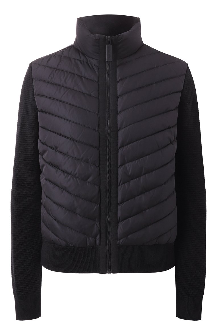 Женский комбинированный кардиган CANADA GOOSE черного цвета, арт. 6830L | Фото 1 (Рукава: Длинные; Материал сплава: Проставлено; Материал внешний: Шерсть, Синтетический материал; Материал подклада: Синтетический материал; Драгоценные камни: Проставлено; Женское Кросс-КТ: кардиган-трикотаж, Кардиган-одежда; Длина (для топов): Стандартные; Стили: Спорт-шик; Материал утеплителя: Пух и перо)