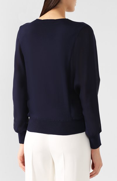 Пуловер из смеси шерсти и шелка RALPH LAUREN синего цвета по цене 178500 руб., арт. 290736300, фото 4 Пуловер из смеси шерсти и шелка RALPH LAUREN, арт. 290736300, фото 4