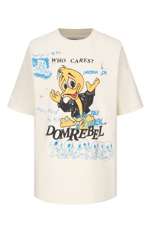 Хлопковая футболка DOMREBEL WH0 CARES/T-SHIRT Кремовый WH0 CARES/T-SHIRT