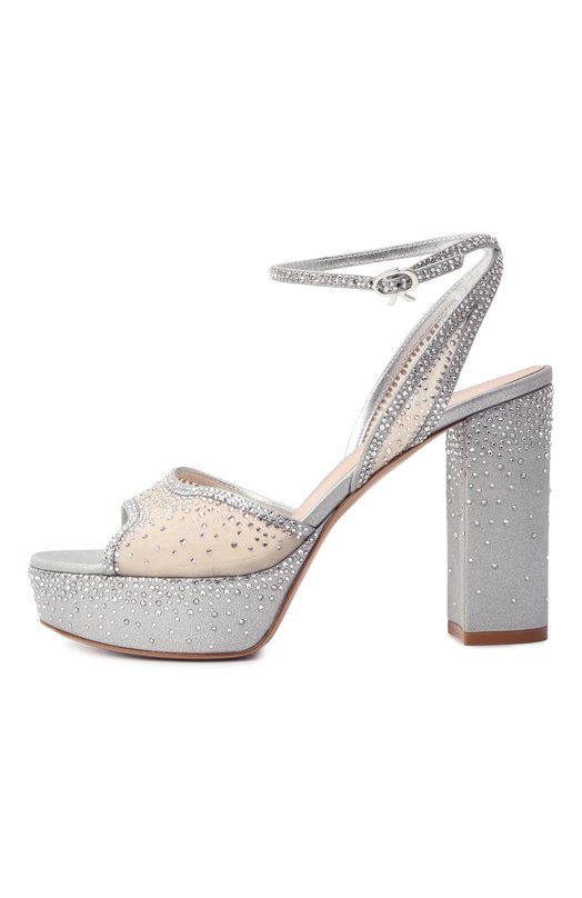 Текстильные босоножки Rania 115 Gianvito Rossi G32623.70RIC.B0RSINU Серебряный  G32623.70RIC.B0RSINU Фото 4